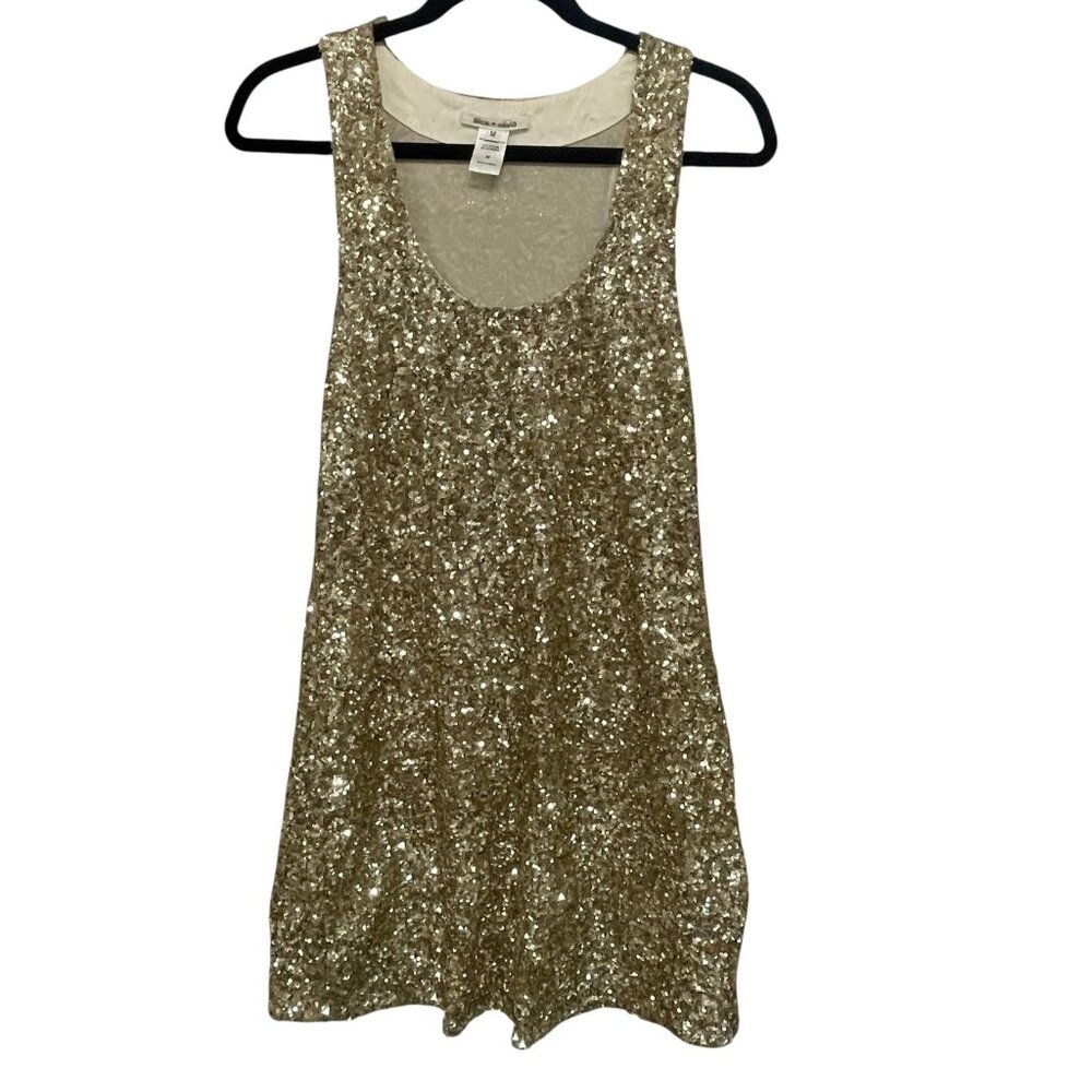Alice & Olivia Gold Sequin Tank Top‎ Dress Medium Cocktail Nightclub Dance